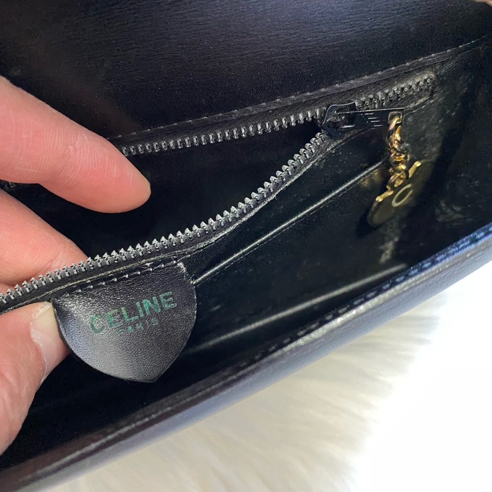 Authentic vintage Celine black leather clutch with chain - Picture 8 of 9